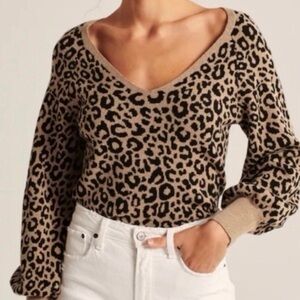 Abercrombie & Fitch Animal Print Knit Top